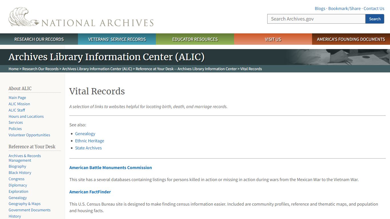 Vital Records | National Archives
